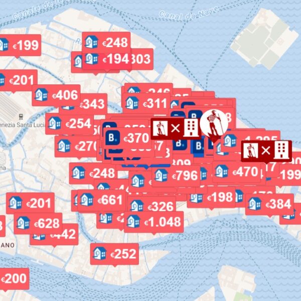 Hotels und Unterkünfte in Venedig - Interaktive Übersichtskarte