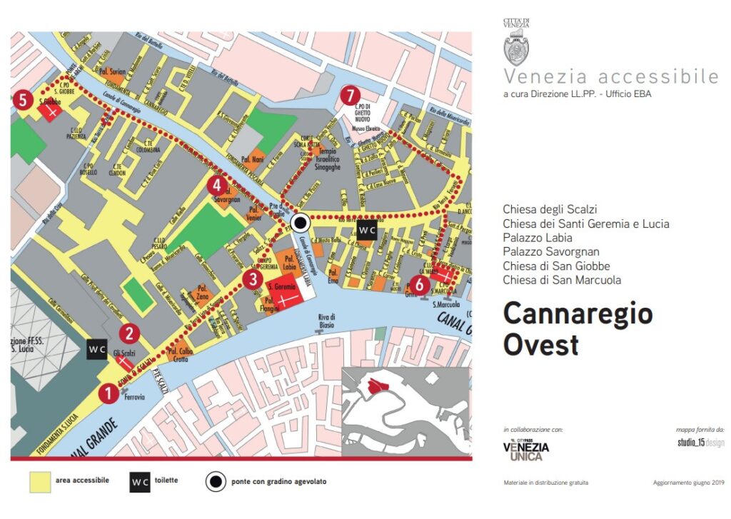 Karte der barrierefreien Routen zum Download. Das Gebiet im westlichen Cannaregio
