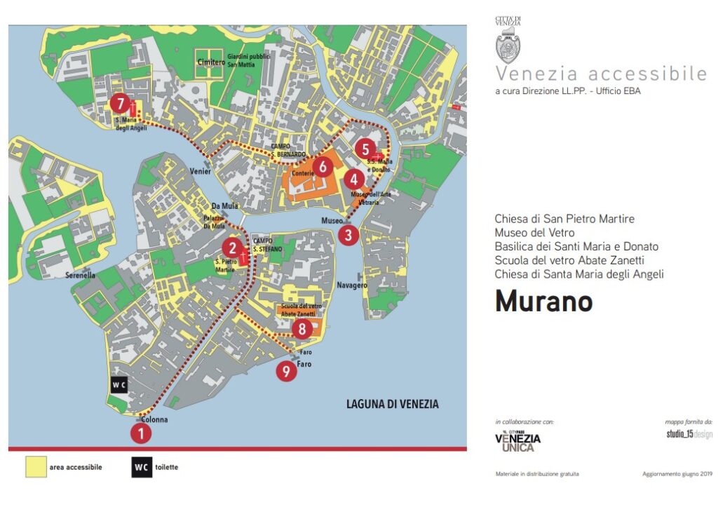Karten der barrierefreien Routen zum Download. Das Gebiet auf Murano
