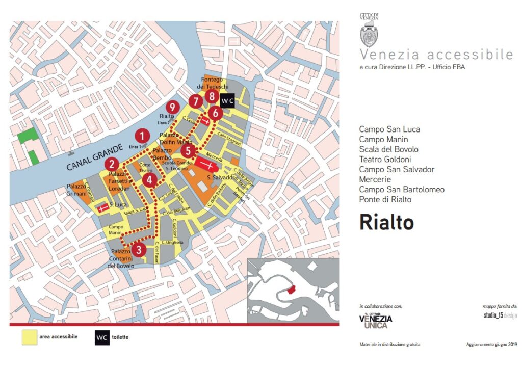 Karten der barrierefreien Routen zum Download. Das Gebiet um Rialto.