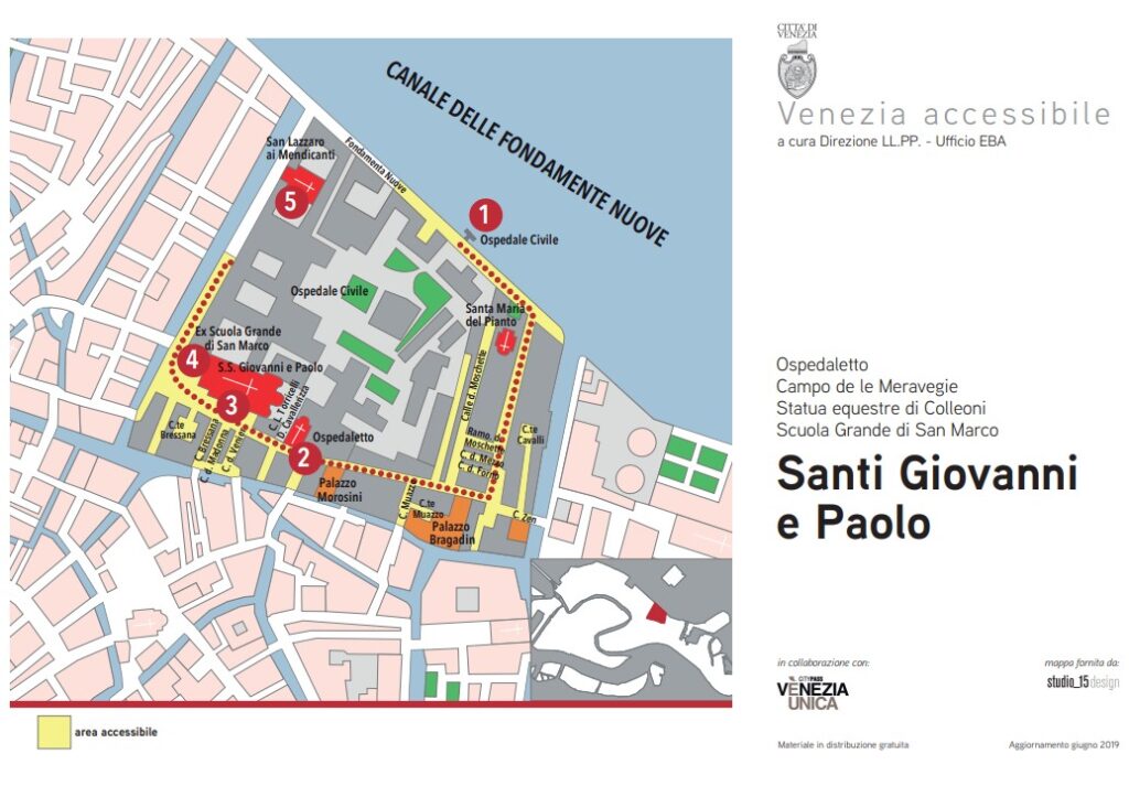 Karten der barrierefreien Routen zum Download. Das Gebiet um Santi Giovanni e Paolo