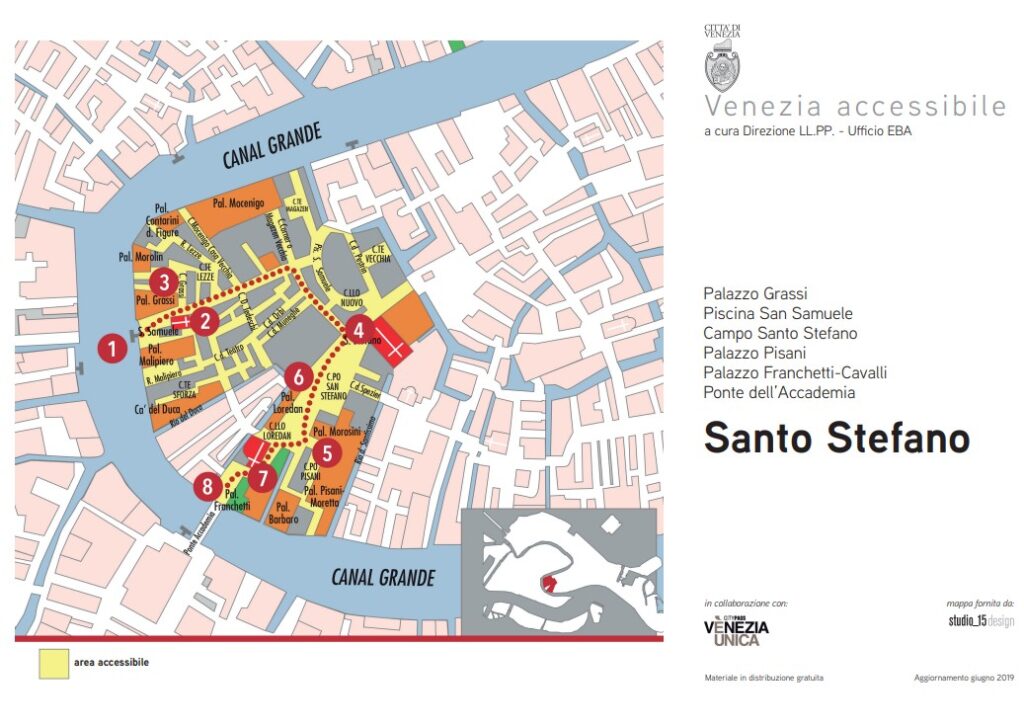 Karten der barrierefreien Routen zum Download. Das Gebiet um Campo Santo Stefano