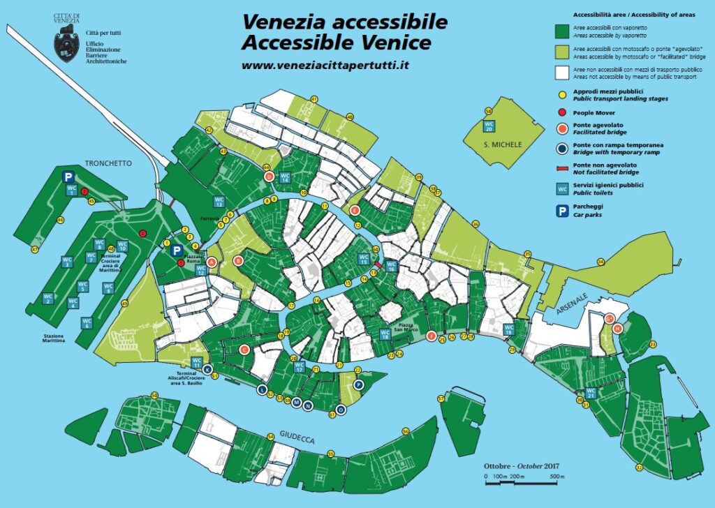 Übersichtskarte barrierefreie Routen Venedig