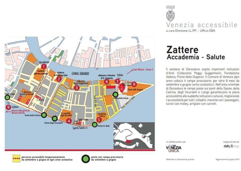 Karte der barrierefreien Routen zum Download. Das Gebiet um Zattere
